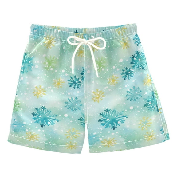 joogoo Boys Swim Trunks Snowflakes Christmas Beach Board Shorts Drawstring Swimsuit 2T