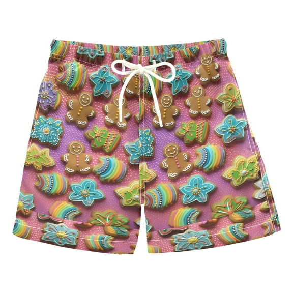 joogoo Boys Swim Trunks Snowman Cute on Pink Beach Board Shorts Drawstring Swimsuit S