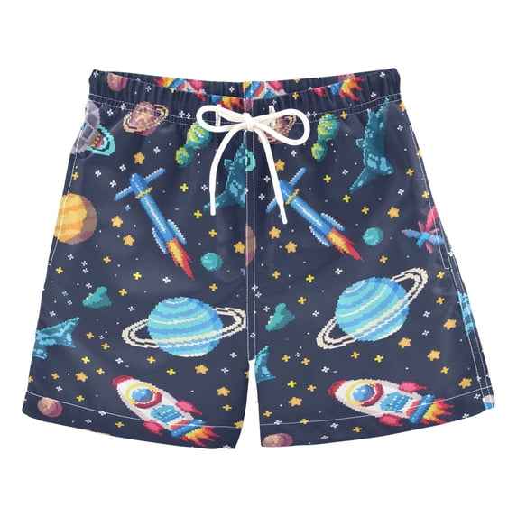 joogoo Boys Swim Trunks Space Stars Planet Beach Board Shorts Drawstring Swimsuit 3T
