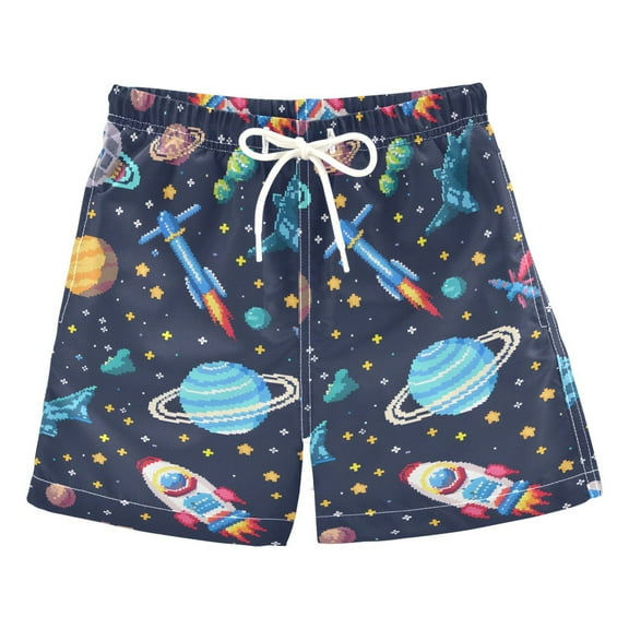joogoo Boys Swim Trunks Space Stars Planet Beach Board Shorts Drawstring Swimsuit S