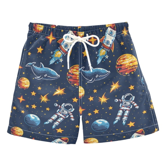 joogoo Boys Swim Trunks Space Stars Universe Beach Board Shorts Drawstring Swimsuit S