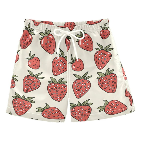 joogoo Boys Swim Trunks Strawberry Beach Board Shorts Drawstring Swimsuit S