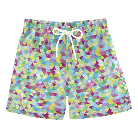 joogoo Boys Swim Trunks Triangle Geometric Beach Board Shorts Drawstring Swimsuit XS