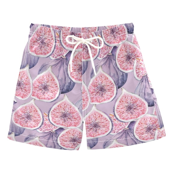 joogoo Boys Swim Trunks Watercolor Purple Fruits Beach Board Shorts Drawstring Swimsuit 4T