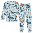 thumbnail image 1 of joogoo Butterfly Blue 2 Piece Long Sleeve Tee and Pants Cotton Pajama Set 3T, 1 of 7
