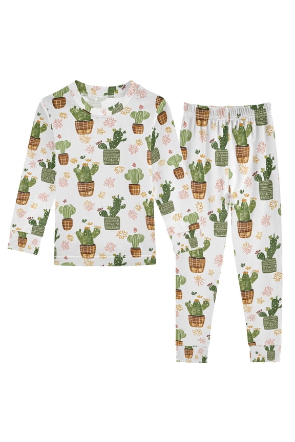 Cactus Cute 2 Piece Long Sleeve Tee and Pants Cotton Pajama Set 3T