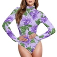 thumbnail image 1 of joogoo Campanula Flowers Women's Mock Turtle Neck Long Sleeve Bodysuit M, 1 of 8