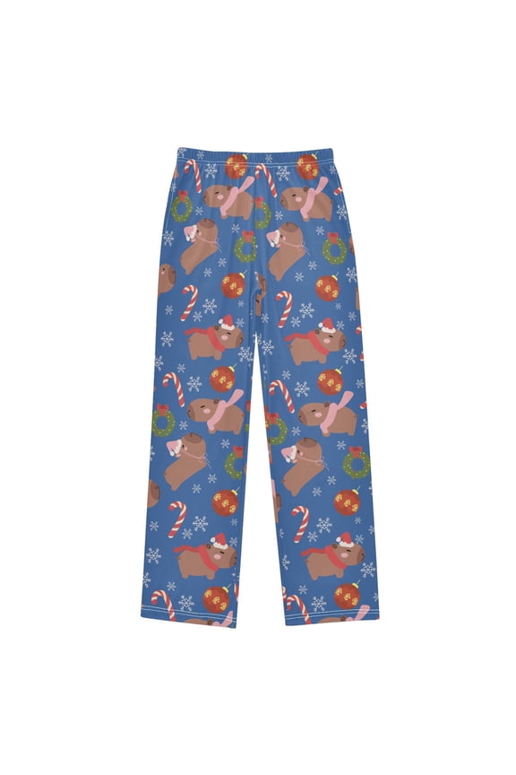 Capybara Christmas Ball Pattern Pajama Pants Pj Bottoms Sleepwear Lounge M