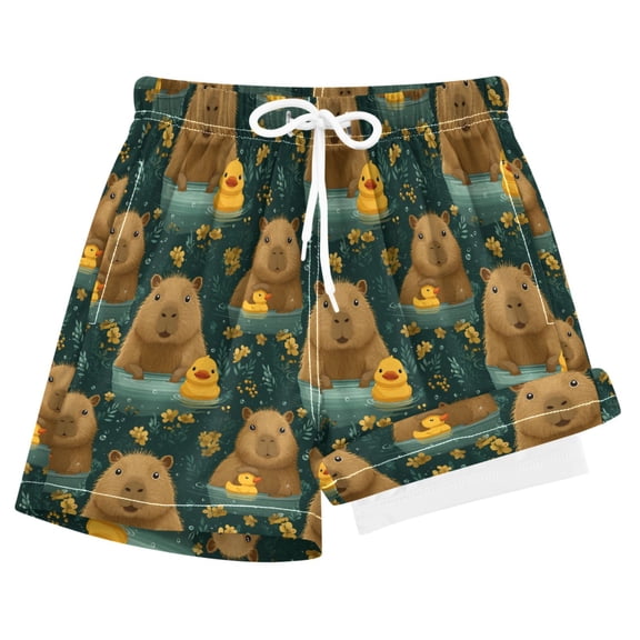 joogoo Capybara Cute Ducks Boys Swim Trunks Beach Swimsuit Shorts Boxer 7Y