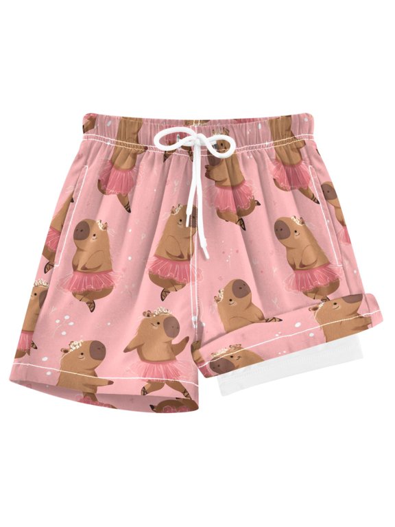 Capybara Dancing Boys Swim Trunks Beach Swimsuit Shorts Boxer 12-13Y