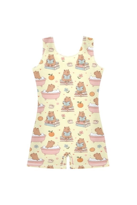 Capybara Life Pattern Girls Leotards Gymnastics Tumbling Outfit Biketard Unitard 2-3Years