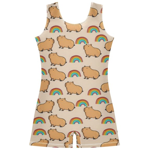 joogoo Capybara Rainbows Pattern Girls Leotards Gymnastics Tumbling Outfit Biketard Unitard 2-3Years