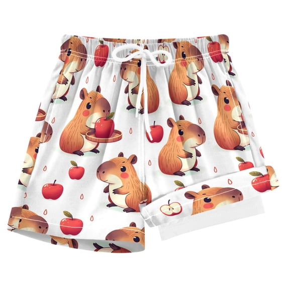 joogoo Capybara Red Apples Boys Swim Trunks Beach Swimsuit Shorts Boxer 7Y