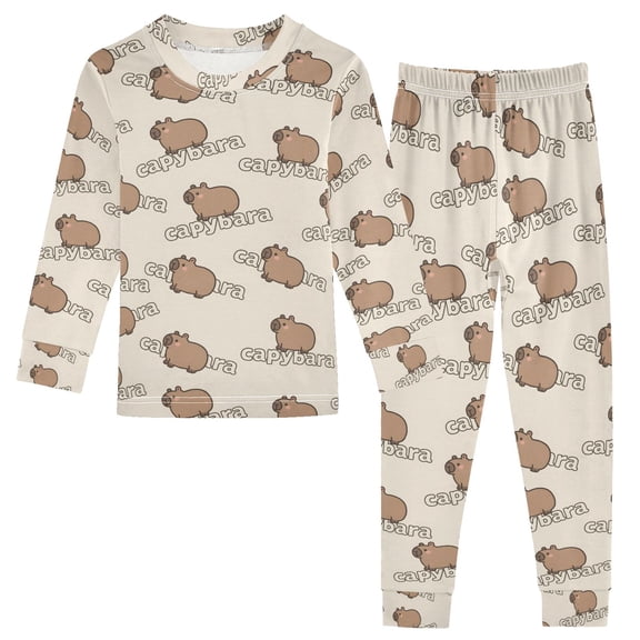joogoo Capybaras Cute Pajamas Set Long Sleeve Soft Cotton Sleepwear 2 Piece 18M