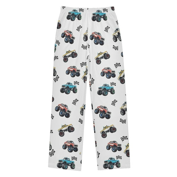 joogoo Car Trucks Cartoon Checkered Flag Pajama Pants Pj Bottoms Sleepwear Lounge M