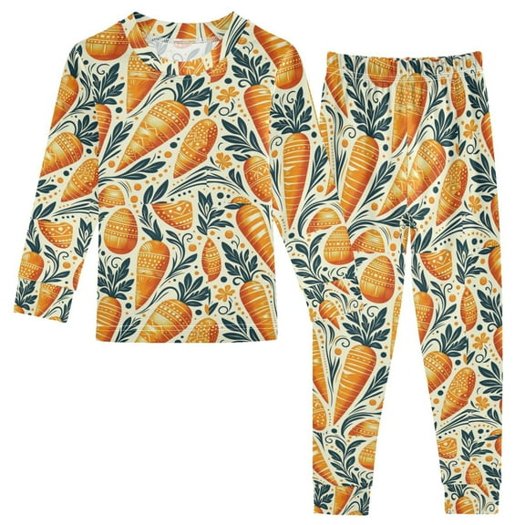 joogoo Carrots 2 Piece Long Sleeve Tee and Pants Cotton Pajama Set 4T