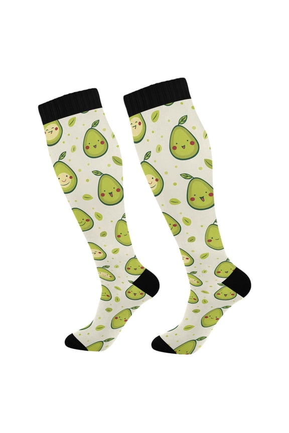 Cartoon Avocado Cute Socks Women Men Knee High Sock