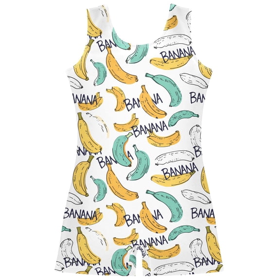 joogoo Cartoon Bananas Pattern Girls Leotards Gymnastics Tumbling Outfit Biketard Unitard 9-10Years