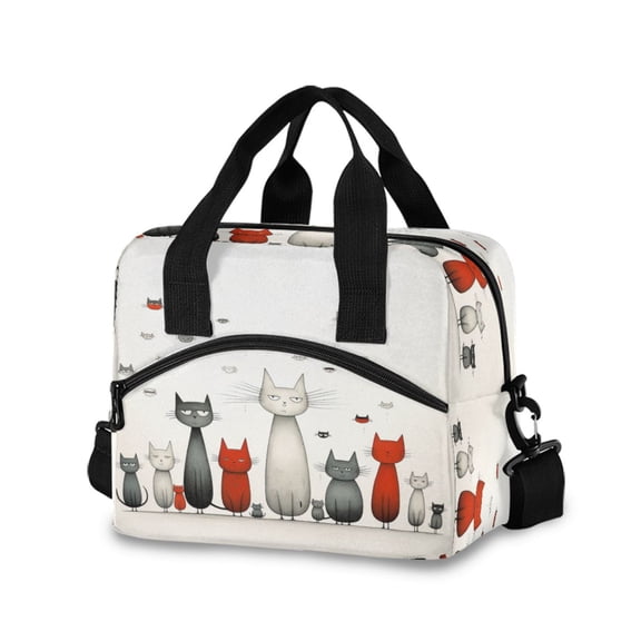 joogoo Cartoon Cat Insulated Lunch Bags Reusable Cooler Box with Shoulder Strap