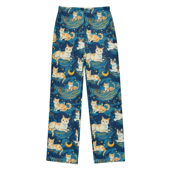 joogoo Cartoon Cat Starry Night Pajama Pants Pj Bottoms Sleepwear Lounge L