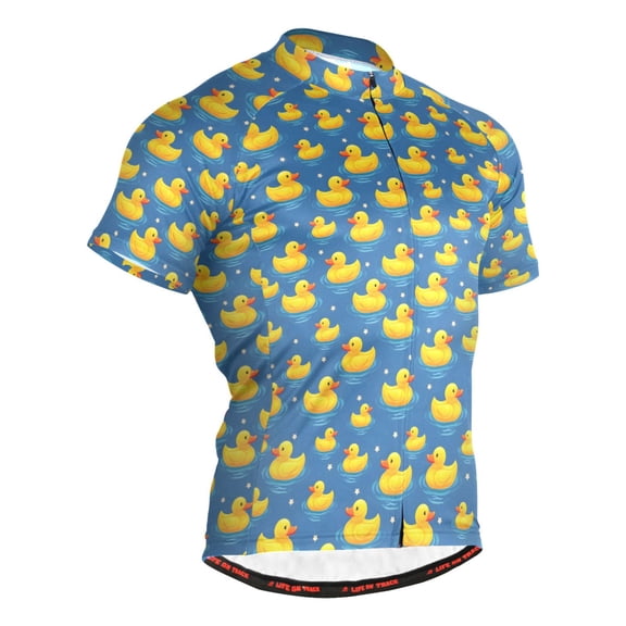 joogoo Cartoon Cute Ducks Blue Pattern Men's Cycling Jerseys Mountain Bike Short Sleeve Tops 2XL