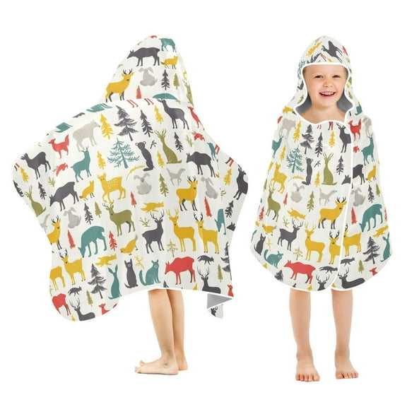 joogoo Cartoon Deers Animals Kids Hooded Beach Towel Baby Bath Towel 23.5"x50"