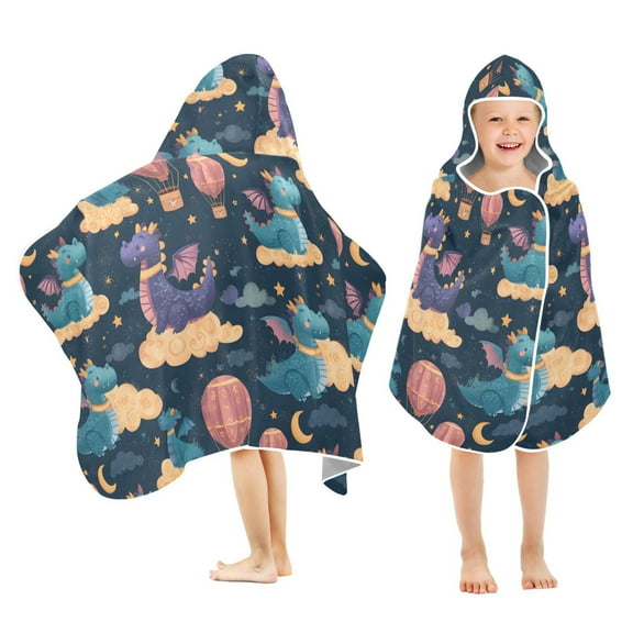 joogoo Cartoon Dinosaur Clouds Kids Hooded Beach Towel Baby Bath Towel 23.5"x50"