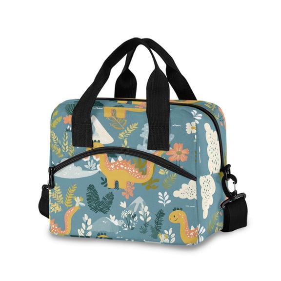 joogoo Cartoon Dinosaurs Insulated Lunch Bags Reusable Cooler Box with Shoulder Strap