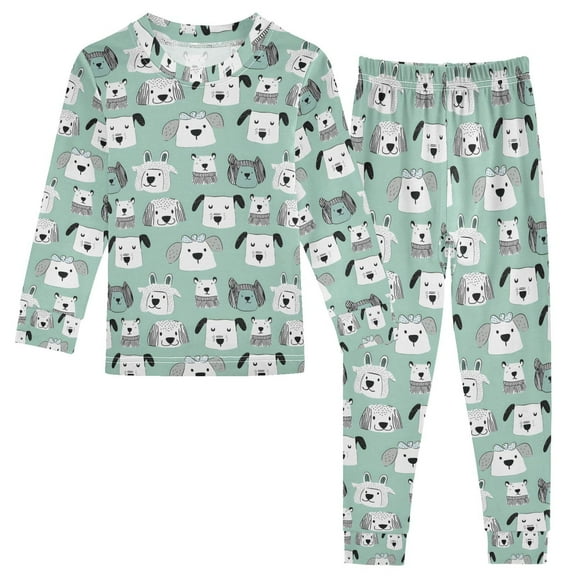 joogoo Cartoon Dogs Doodle-p1 Pajamas Set Long Sleeve Soft Cotton Sleepwear 2 Piece 24M