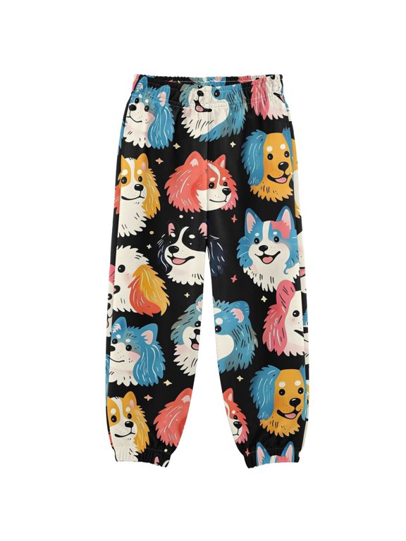 Cartoon Dogs Head Boys' Sweatpants Jogger Pants 3T