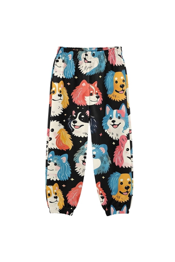 Cartoon Dogs Head Boys' Sweatpants Jogger Pants 4T