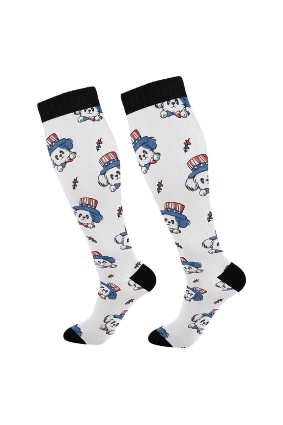Cartoon Dogs Head Socks Women Men Knee High Sock