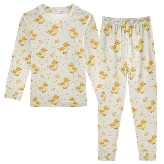 joogoo Cartoon Ducks Cute Pajamas Set Long Sleeve Soft Cotton Sleepwear 2 Piece 18M