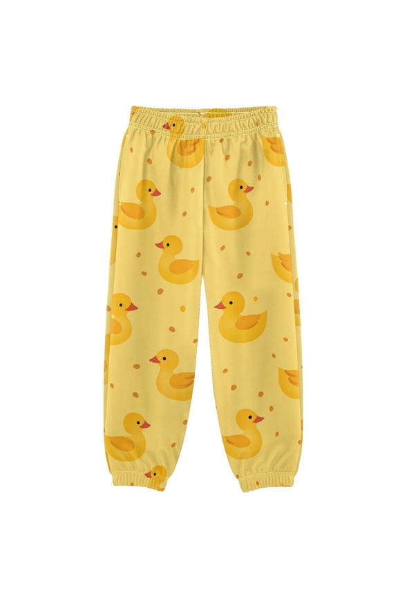 Cartoon Ducks Yellow Boys' Sweatpants Jogger Pants 9-10Y