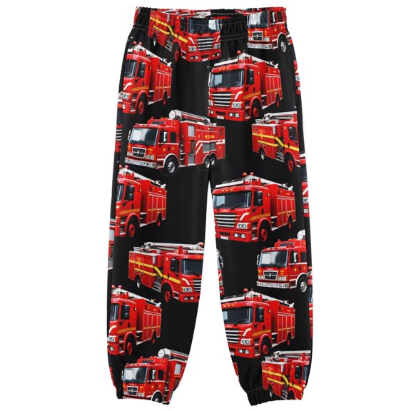 joogoo Cartoon Fire Truck Cute Boys' Sweatpants Jogger Pants 3T