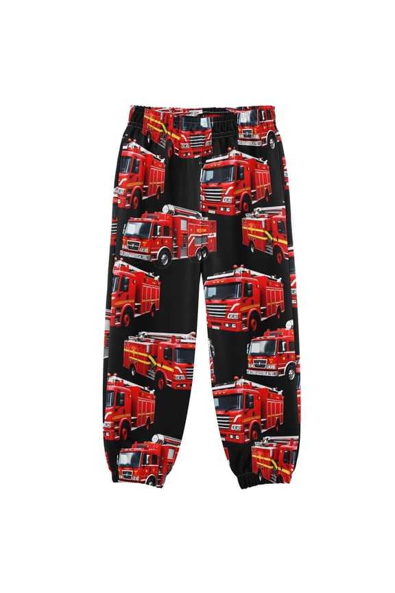Cartoon Fire Truck Cute Boys' Sweatpants Jogger Pants 4T