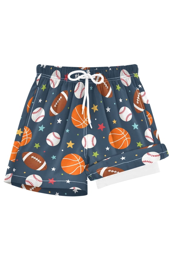 Cartoon Football Baseball Basketball Boys Swim Trunks Beach Swimsuit Shorts Boxer 8Y