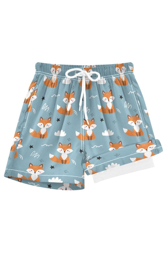 Cartoon Fox Boys Swim Trunks Beach Swimsuit Shorts Boxer 7Y