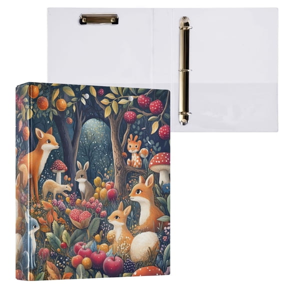 joogoo Cartoon Fox Hardcover 3 Ring Binder 1.5" Round Rings Interior Pockets Binders Organizer 1 Pack