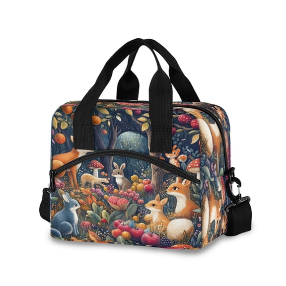joogoo Cartoon Fox Insulated Lunch Bags Reusable Cooler Box with Shoulder Strap
