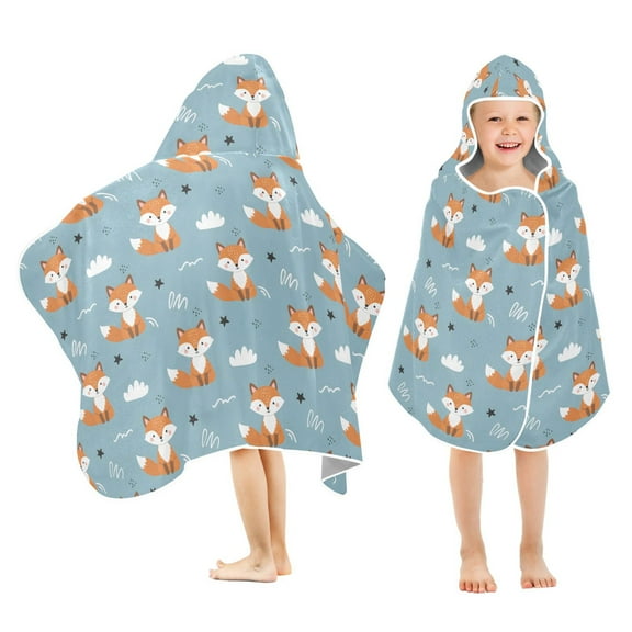 joogoo Cartoon Fox Kids Hooded Beach Towel Baby Bath Towel 23.5"x50"