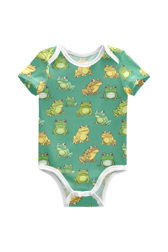 Cartoon Frog Pattern Baby Bodysuits Short Sleeve Cotton Onesies Clothes 24Months