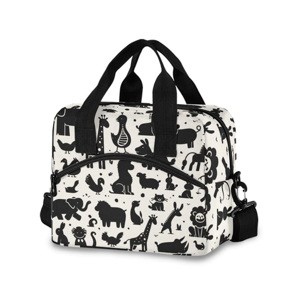 joogoo Cartoon Funny Animals Insulated Lunch Bags Reusable Cooler Box with Shoulder Strap