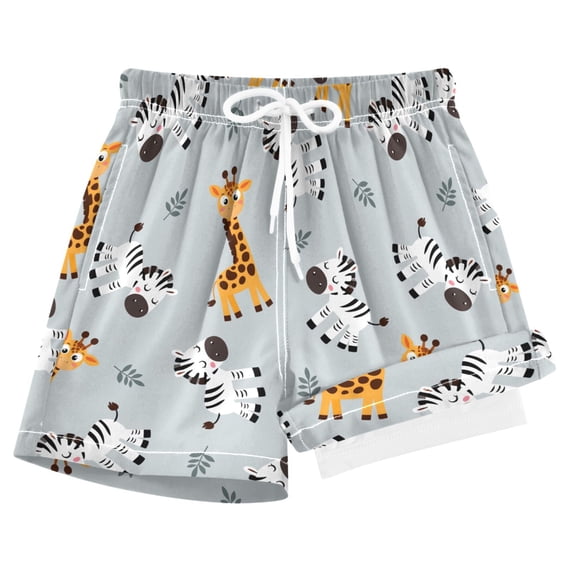 joogoo Cartoon Giraffe Zebra Boys Swim Trunks Beach Swimsuit Shorts Boxer 8Y