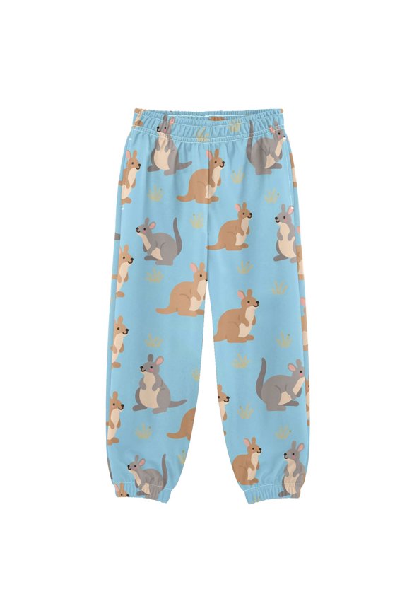 Cartoon Kangaroo Blue Boys' Sweatpants Jogger Pants 4T