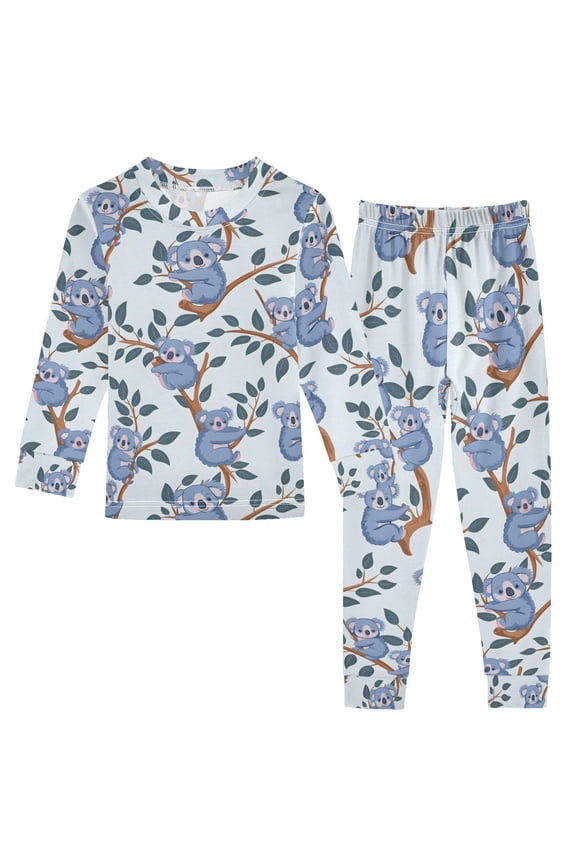 Cartoon Koalas 2 Piece Long Sleeve Tee and Pants Cotton Pajama Set 4T