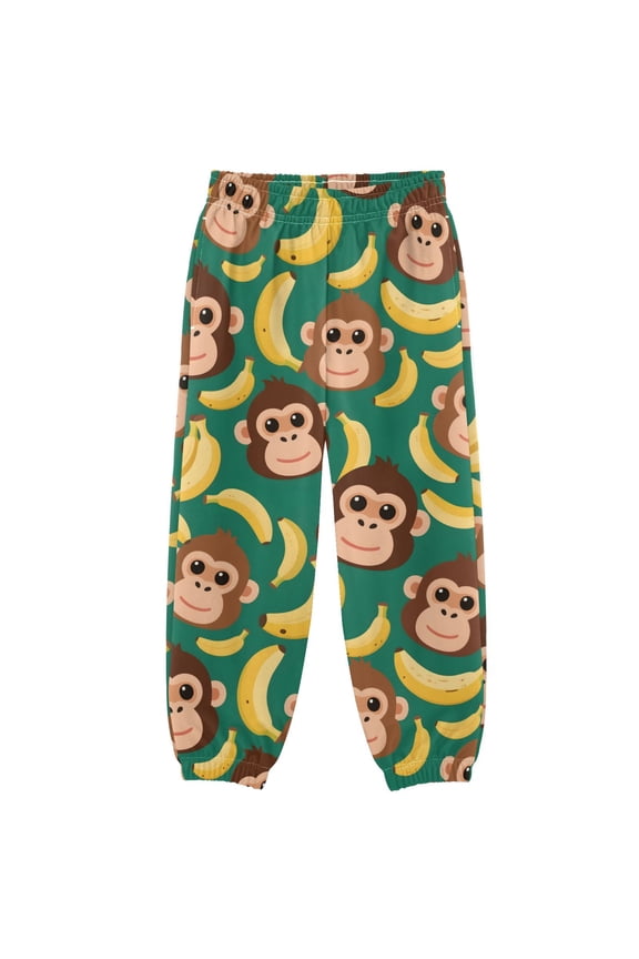 Cartoon Monkey Bananas Boys' Sweatpants Jogger Pants 7-8Y