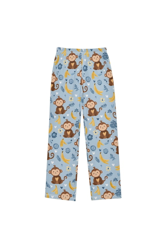 Cartoon Monkey Bananas Pajama Pants Pj Bottoms Sleepwear Lounge XL
