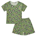 thumbnail image 1 of joogoo Cartoon Monkey Bananas Pattern Pajama Sets Short Sleeve Cotton 2-Piece Sleepwear 10Y, 1 of 7