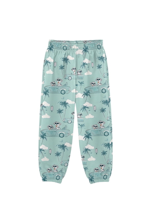 Cartoon Palm Dogs in Car Boys' Sweatpants Jogger Pants 5-6Y